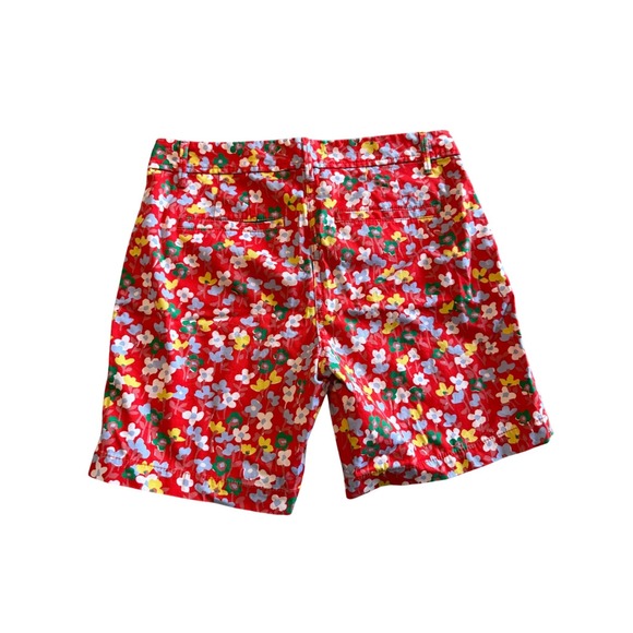 Talbots Girlfriend Chino Shorts Womens 2 Red Floral Print Cotton Blend 7 Inseam - Picture 6 of 7
